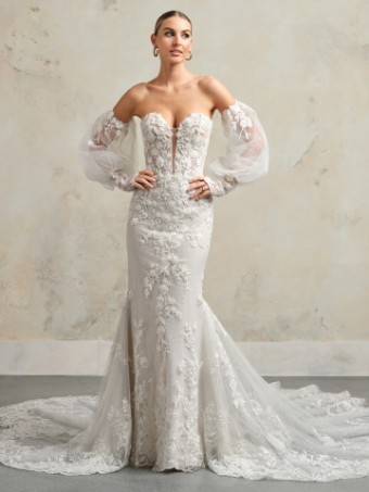 Maggie Sottero  Style #CHESNEY (24SK764A01 - Unlined bodice, Glitter tulle) #4 Ivory over Soft Nude (gown with Natural Illusion) thumbnail