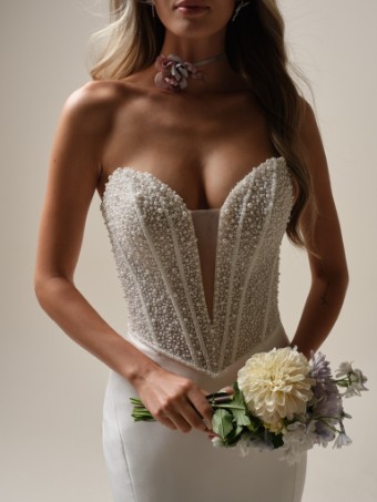 Maggie Sottero  Style #TINA MARIE (25MS308A01 - Plunge) #1 Ivory (gown with Natural Illusion) thumbnail