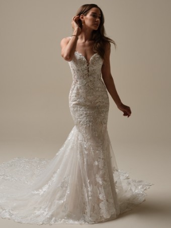 Maggie Sottero  Style #ADRIAN (25SS272A01 - Unlined Bodice, Chantilly Lace and Glitter Tulle) #4 Ivory over Nude (gown with Natural Illusion) thumbnail