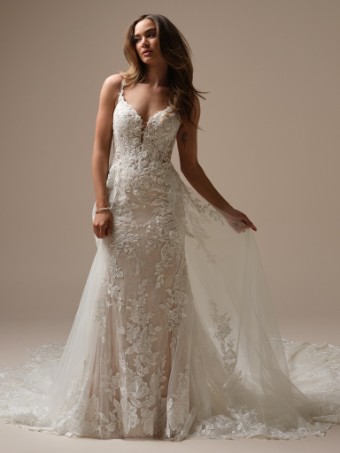 Maggie Sottero  Style #ADRIAN (25SS272A01 - Unlined Bodice, Chantilly Lace and Glitter Tulle) #3 Ivory over Nude (gown with Natural Illusion) thumbnail