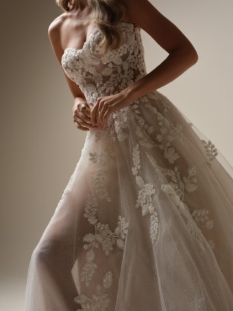 Maggie Sottero  Style #JENASCIA (25SW365A01 - Slit, Unlined bodice, Glitter tulle) #1 Ivory/Silver Accent over Nude (gown with Natural Illusion) thumbnail
