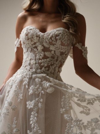 Maggie Sottero  Style #JENASCIA (25SW365A01 - Slit, Unlined bodice, Glitter tulle) #3 Ivory/Silver Accent over Nude (gown with Natural Illusion) thumbnail