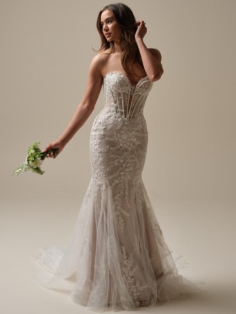 Maggie Sottero  Style #BENJIE (25MB271A01 - Unlined bodice, Chantilly lace) #0 Ivory/Blush thumbnail