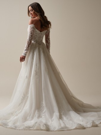 Maggie Sottero  Style #RITA (25MZ359A01 - Unlined bodice, glitter tulle) #4 Ivory/Silver Accent over Soft Pearl (gown with Natural Illusion) thumbnail
