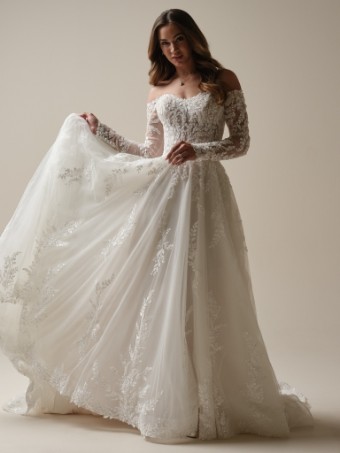 Maggie Sottero  Style #RITA (25MZ359A01 - Unlined bodice, glitter tulle) #0 Ivory/Silver Accent over Soft Pearl (gown with Natural Illusion) thumbnail
