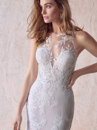 Maggie Sottero  Style #KERN (22MT970A01 - Chantilly lace 1 ) **DISCONTINUED AS OF 5/1/25** #0 Ivory over Misty Mauve (gown with Natural Illusion) thumbnail