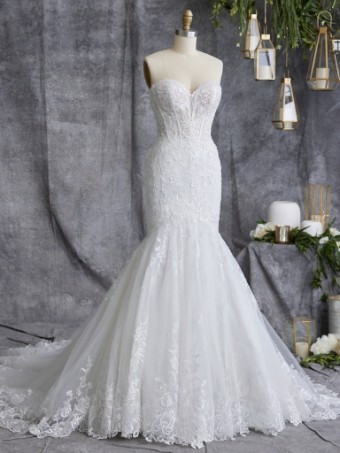 Maggie Sottero  Style #Danielle 23MT048A11 (Custom Version With Hem Lace) **DISCONTINUED AS OF 5/1/25** #0 Ivory over Pearl (gown with Natural Illusion) thumbnail