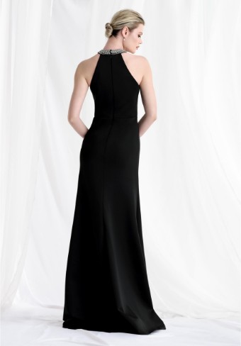 Morilee | MGNY Style #Beaded Collar Halter Neck Fit and Flare Evening Gown Style 73171 #0 Slate thumbnail