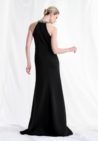Morilee | MGNY Style #Beaded Collar Halter Neck Fit and Flare Evening Gown Style 73171 #6 Slate thumbnail