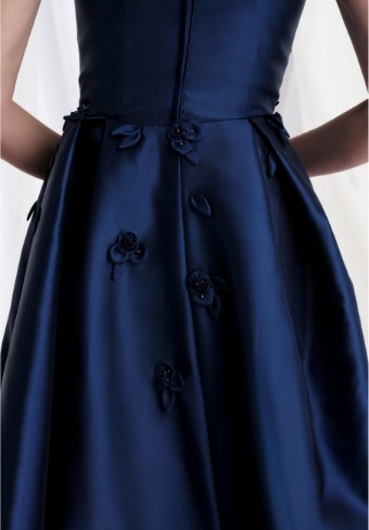 Morilee | MGNY Style #Cat Eye Column Mikado Evening Gown with Detachable Overskirt Style 73155 #9 Charcoal thumbnail
