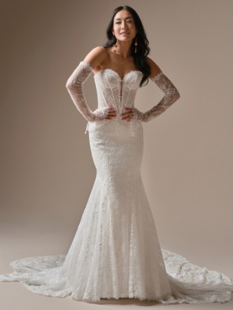 Maggie Sottero  Style #BELLEVUE (26MB387B02 - Lined front bodice, Glitter tulle 3) #0 Ivory thumbnail