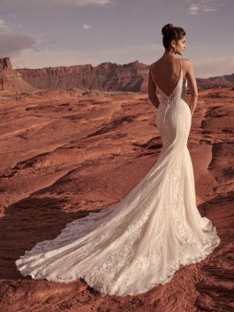 Maggie Sottero  Style #BAILEY (22SK903C02 - Unlined Bodice - Plunge Neckline, Sparkle Tulle 1) #3 thumbnail