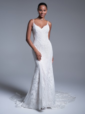 Maggie Sottero  Style #BAILEY (22SK903C02 - Unlined Bodice - Plunge Neckline, Sparkle Tulle 1) #4 thumbnail